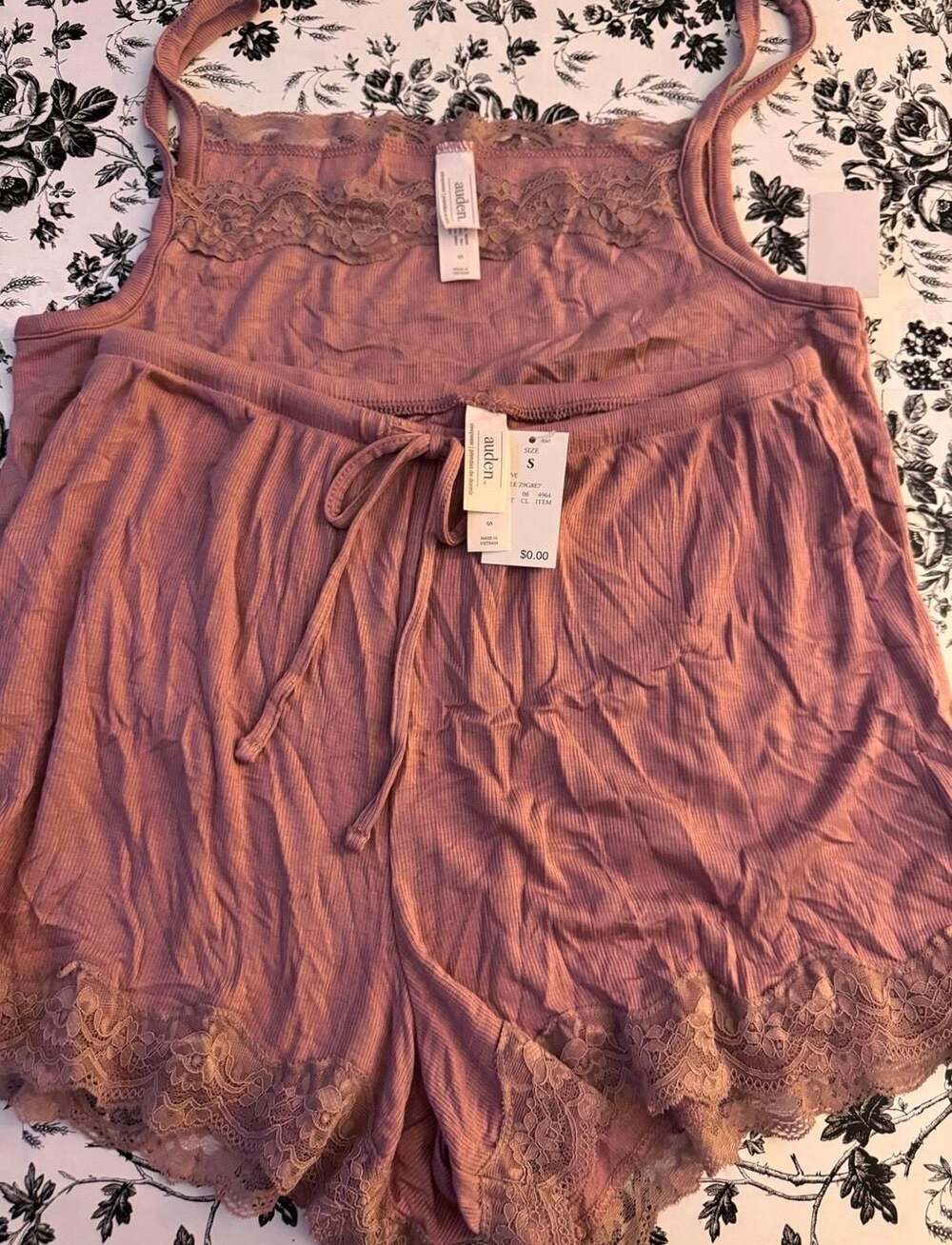 Mauve ribbed pajama set Auden